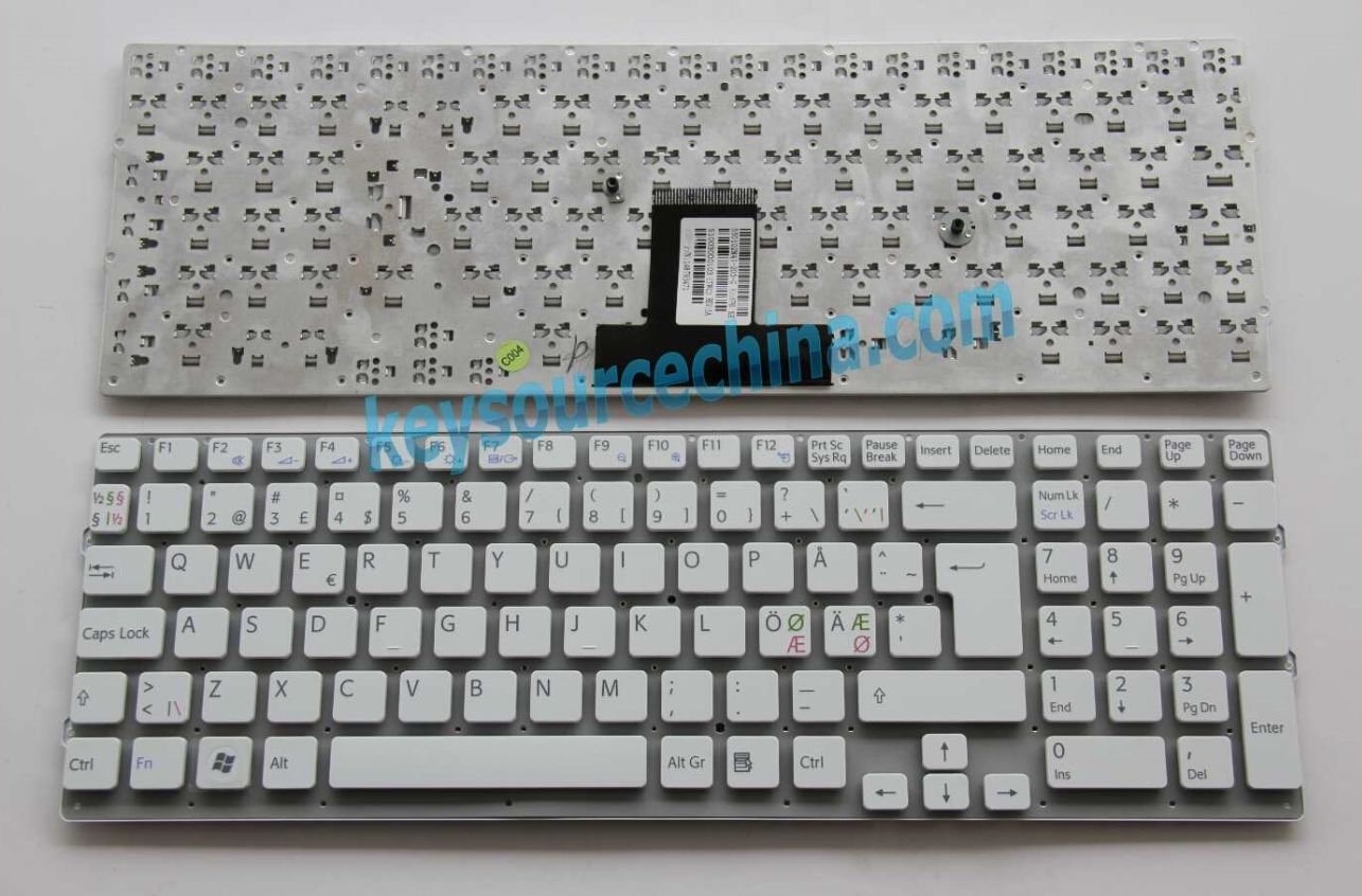 White Sony Vaio VPC-EB3M1E VPC-EB4S1E VPC-EB4L1E VPC-EB4X1E Nordic Keyboard Swedish Tangentbord FIN DK NO