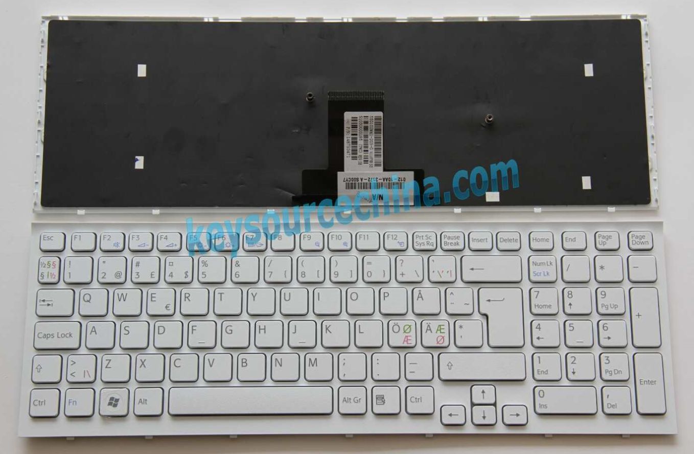 White Sony Vaio VPCEB1 VPC-EB1E0E VPC-EB1E1E VPCEB1M1E VPCEB2E1E Nordic Keyboard Swedish Tangentbord FIN DK NO