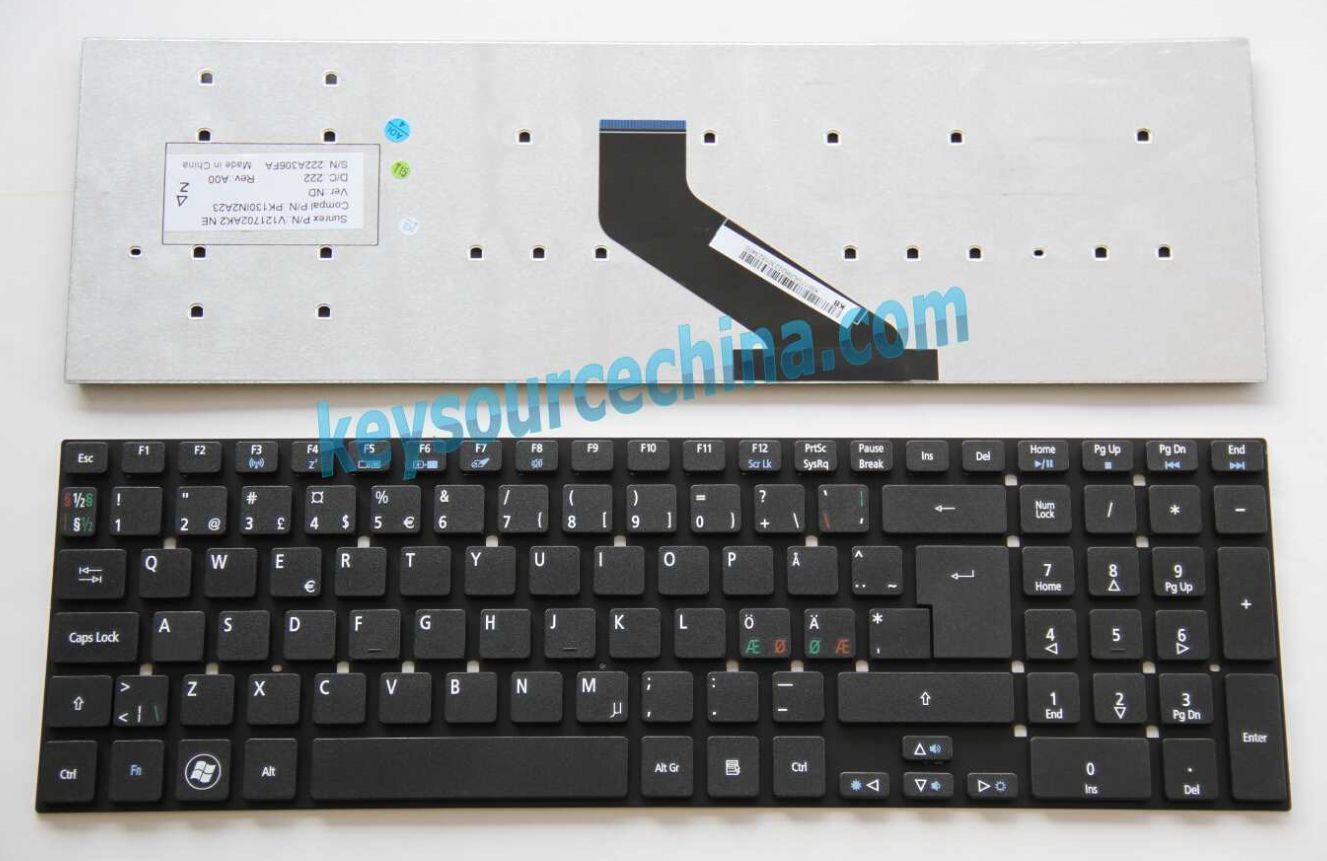 V121702AK2 NE Originalt Acer Aspire E5-721 E5-731 E5-731G E5-771 ES1-512 ES1-711 Nordic Keyboard