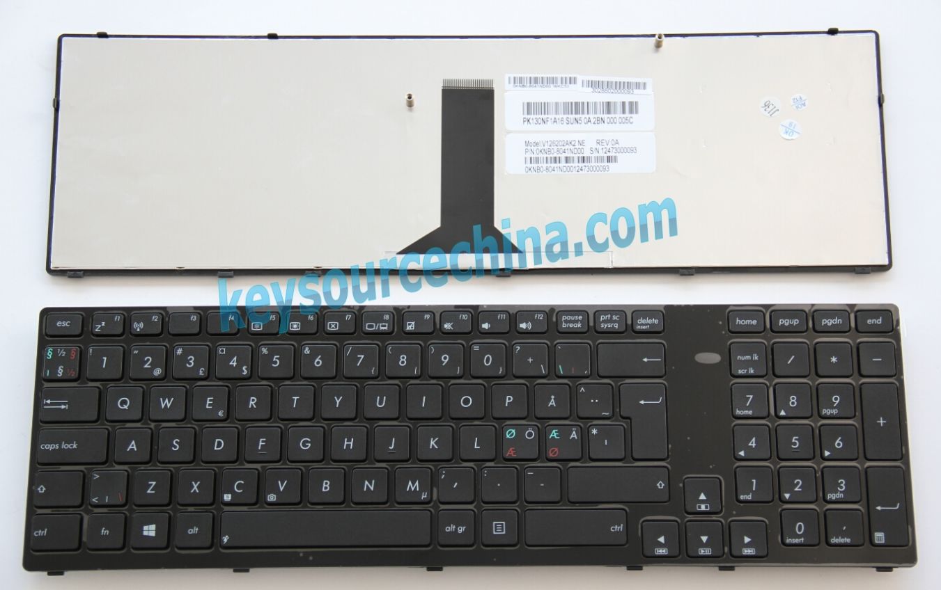 V126202AK2 NE Originalt Asus A93 A95 K93SM K95 K95VM R900 R900VM X93 Nordic Keyboard