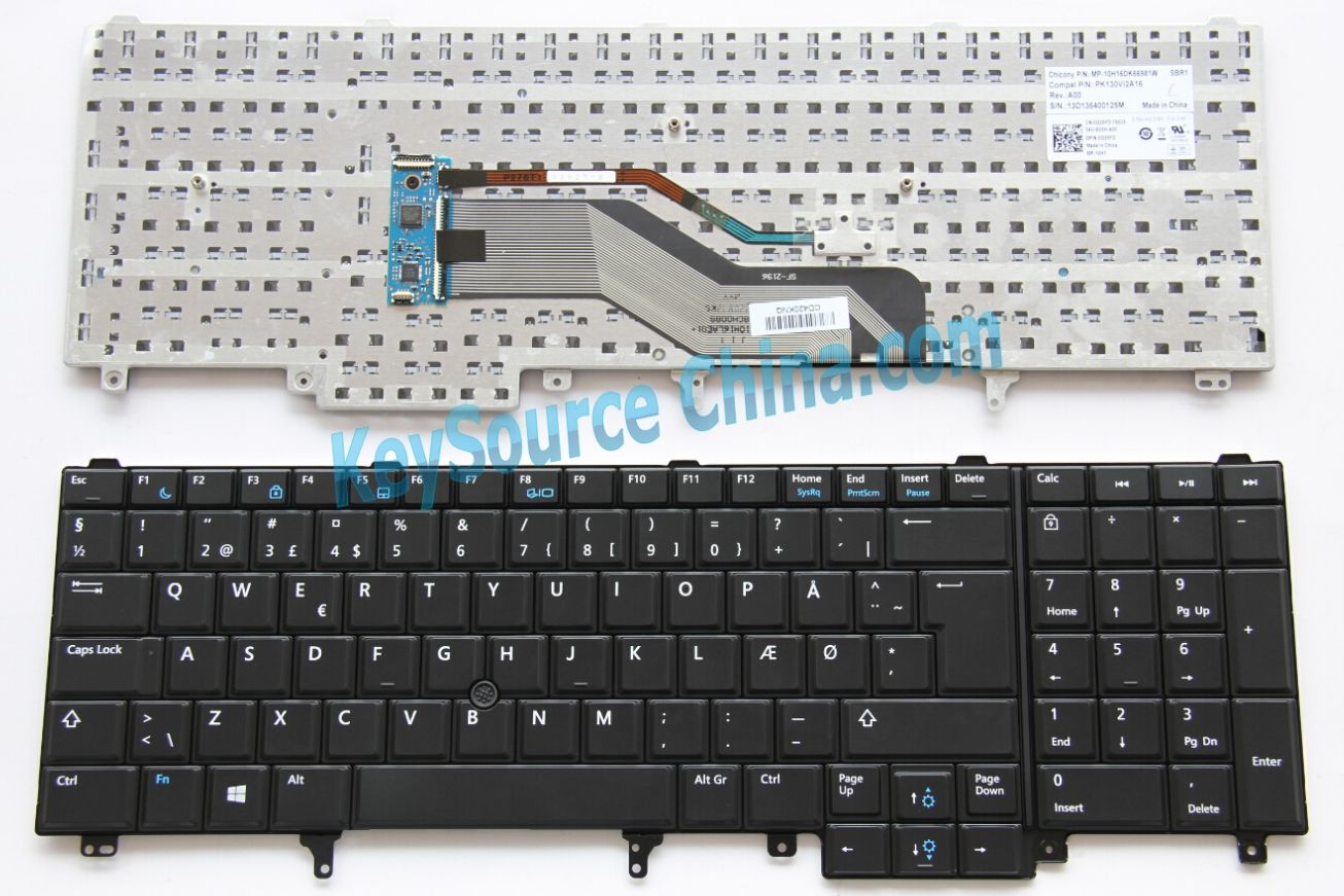 Dell Latitude E5520 E5530 E6520 E6530, Precision M4600 M6600 Danish Keyboard DK Dansk Tastatur