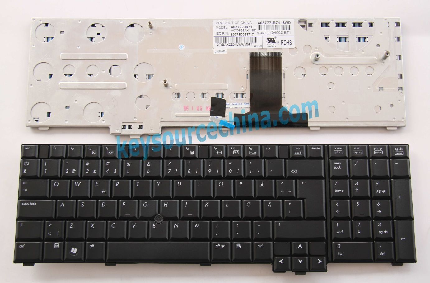 V070626AK1 SD Alkuperäinen Black HP Elitebook 8730W 468777-B71 Swedish Finnish Keyboard