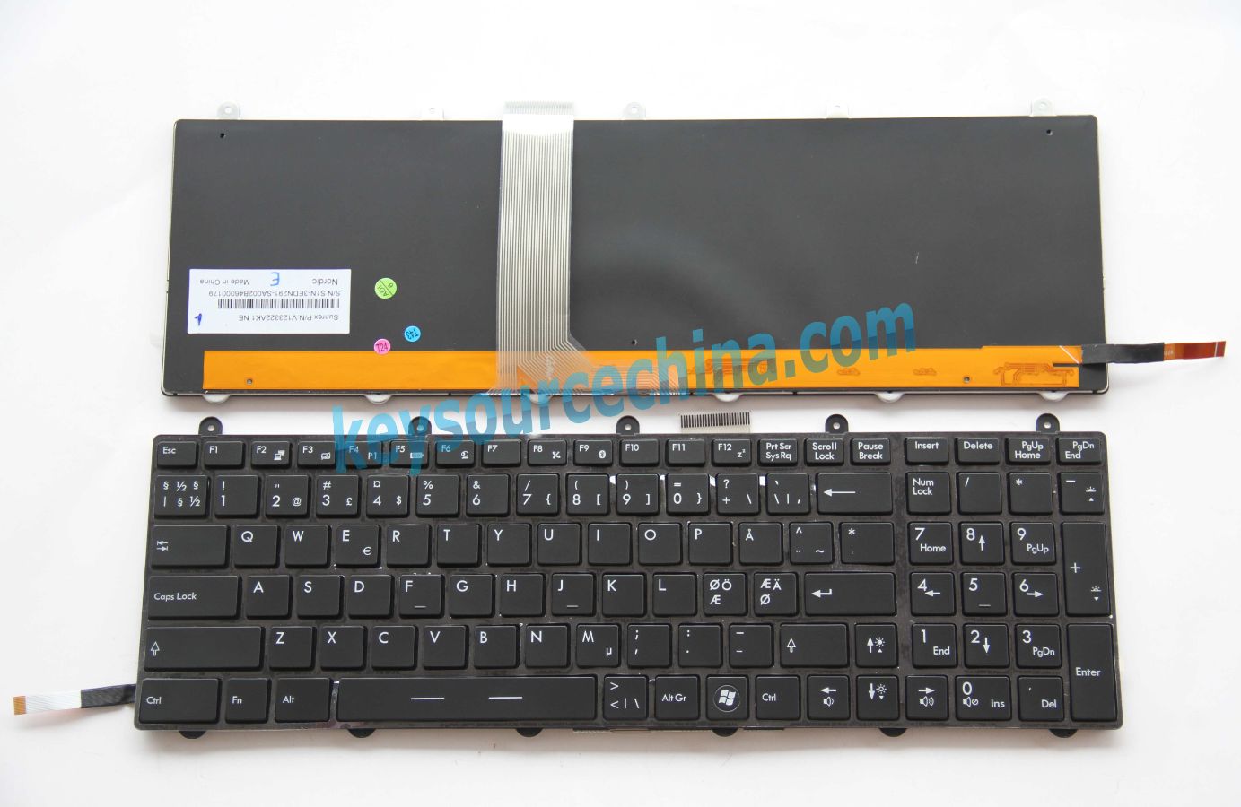 V123322AK1 NE Originalt Backlit MSI GT780 GE60 GE70 GT60 GT70 2PE 2PC 2OC Nordic Keyboard