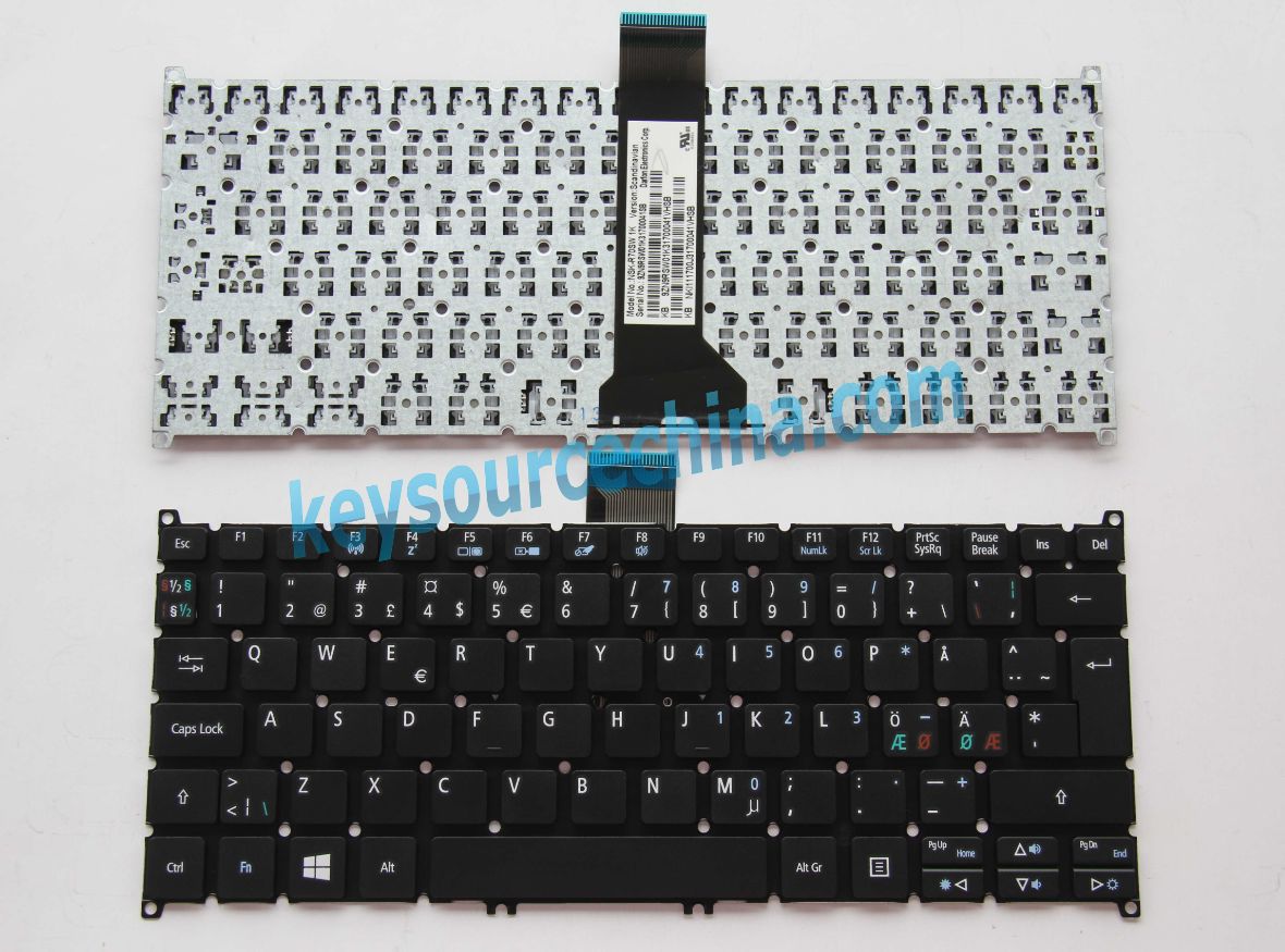 NSK-R70SW 1K Originalt Backlit Acer Aspire V5-122 V5-122P V5-132 V5-132P Nordic Keyboard