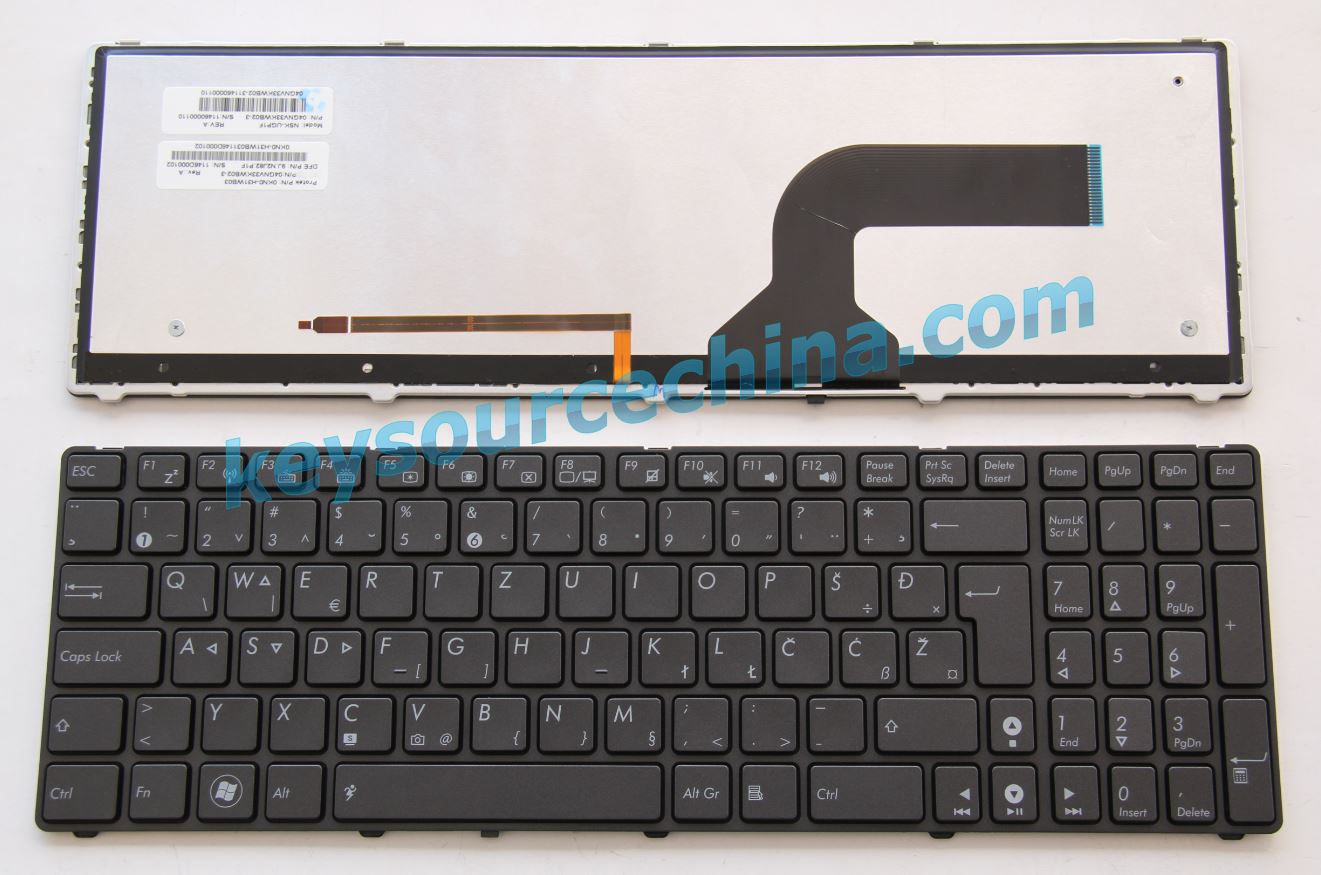 9J.N2J82.P1F Slovenian Croatian Bosnian Serbian Macedonian Keyboard for Asus G51VX G53JW G53S G60JX G73JH U50VG,Asus Lamborghini VX7SX Backlit Keyboard