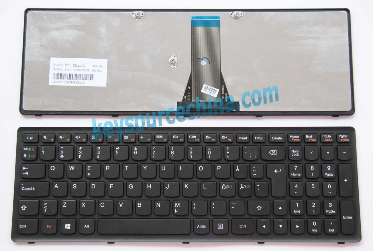 V-136520PK1-NE Originalt Lenovo IdeaPad G500s G505s S500 S510 S510P Z510 Flex 15 Nordic Keyboard