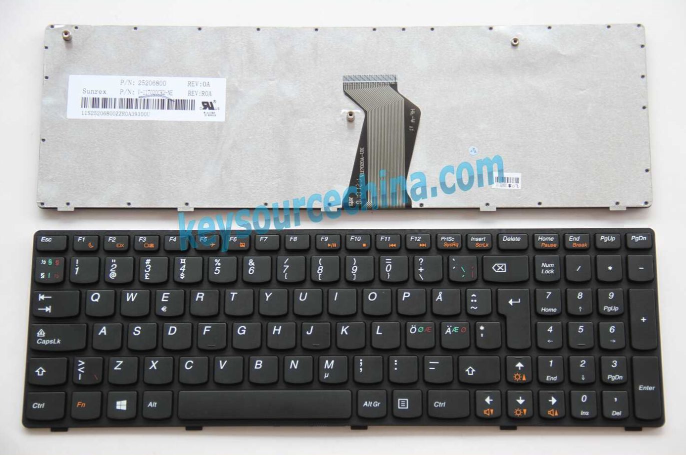 V-117020CK2-NE Originalt Lenovo IdeaPad Z560 Z565 G570 G575 G770 G780 Nordic Keyboard