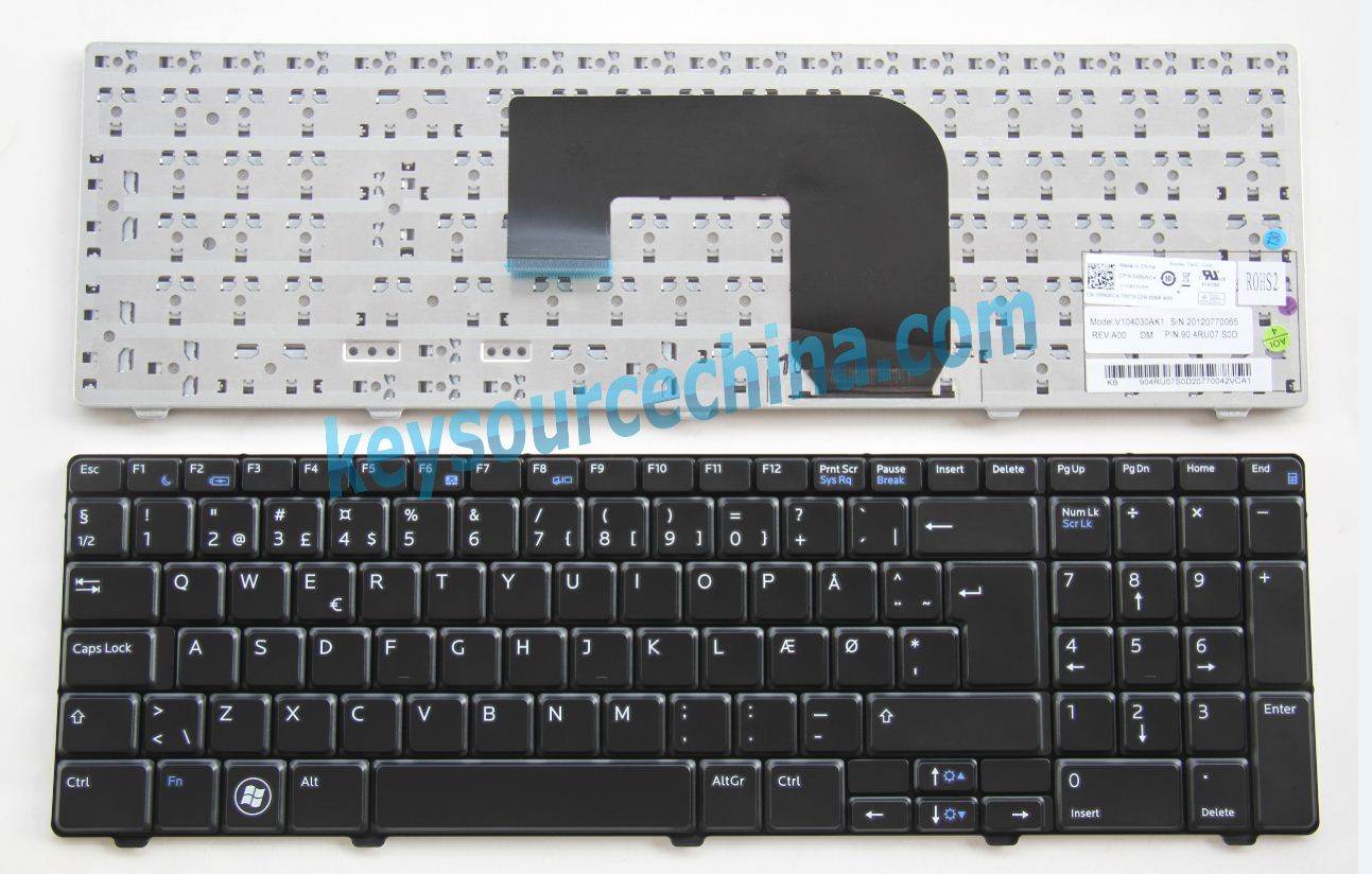 0MNWC4 Danish Keyboard,V104030AK1 Danish Keyboard,90.4RU07.S0D Danish Keyboard,Dell vostro 3700 Danish Keyboard