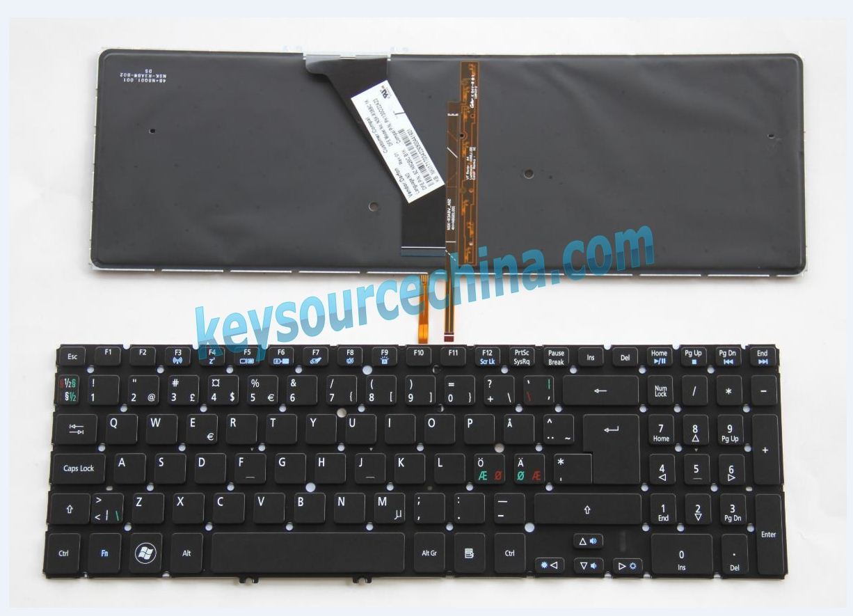 9Z.N8QBC.B1K Nordic Keyboard,NSK-R3BBC 1K Nordic Keyboard,PK130O22A23 Nordic Keyboard,NKI1717034 Nordic Keyboard,Acer Aspire V5-571G Nordic Keyboard