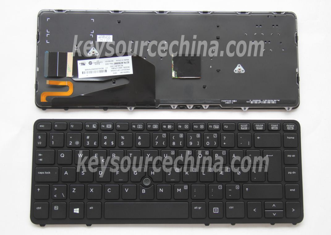 9Z.N9JBV.20D Originalt HP EliteBook 740 G1, 750 G1, 840 G1,840 G2,850 G1, ZBook 14 G2,15u G2 Danish Keyboard