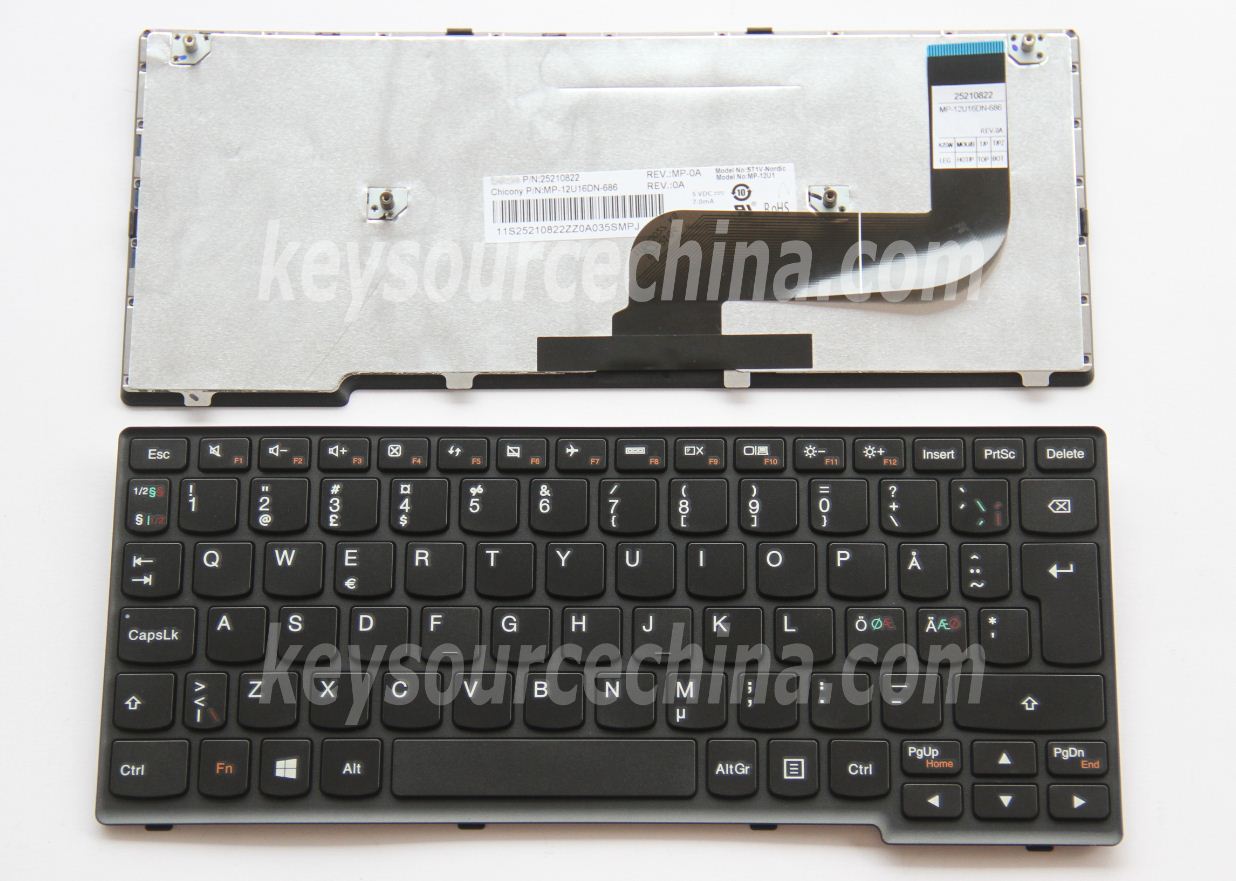 MP-12R36DNJ528W Originalt Lenovo Ideapad Yoga 11S, S210, S215, Flex 10 Touch Nordic Keyboard