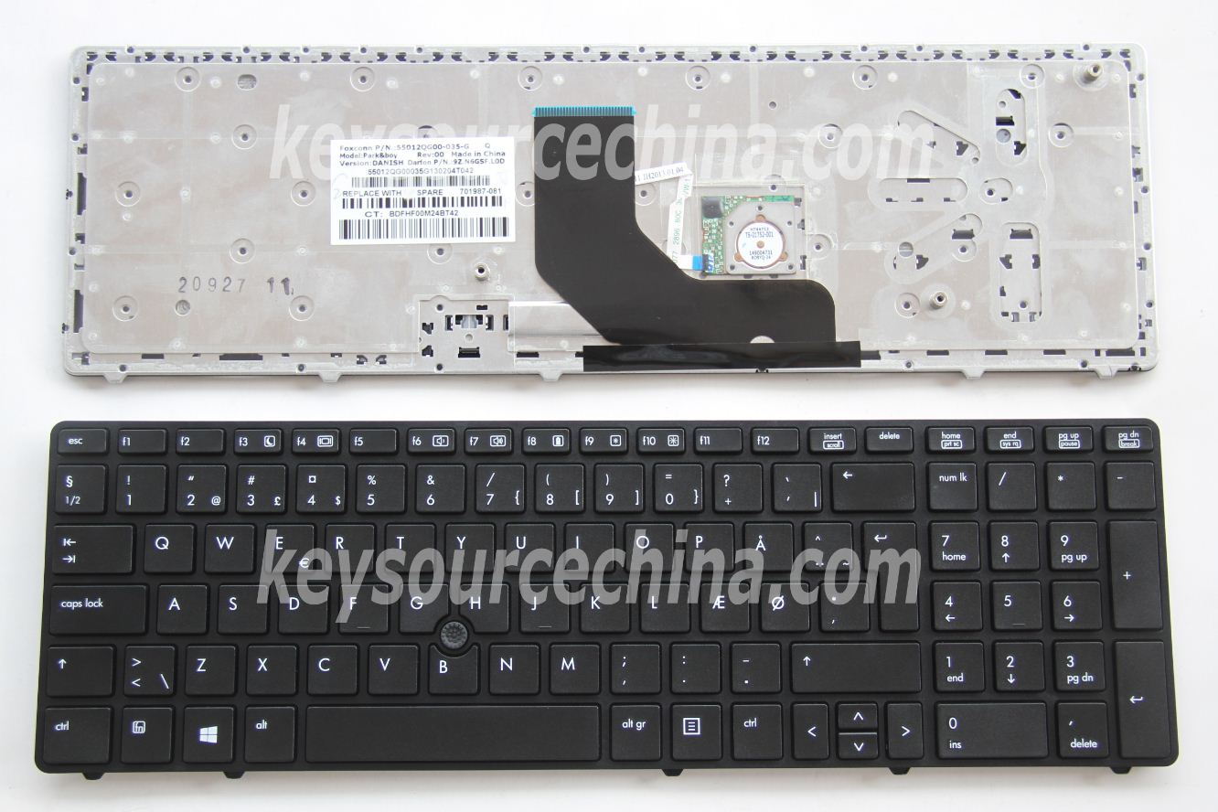 9Z.N6GSF.L0D Originalt HP Probook 6560b 6565b 6570b with pointer Danish Keyboard