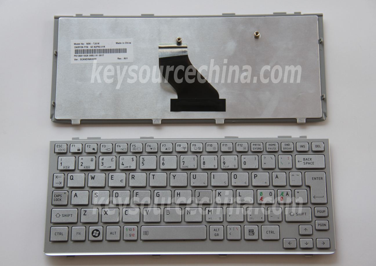 NSK-TJ01K Nordic Keyboard,9Z.N2P82.01K Nordic Keyboard,PK130811A26 Nordic Keyboard,Toshiba mini NB200 Nordic Keyboard