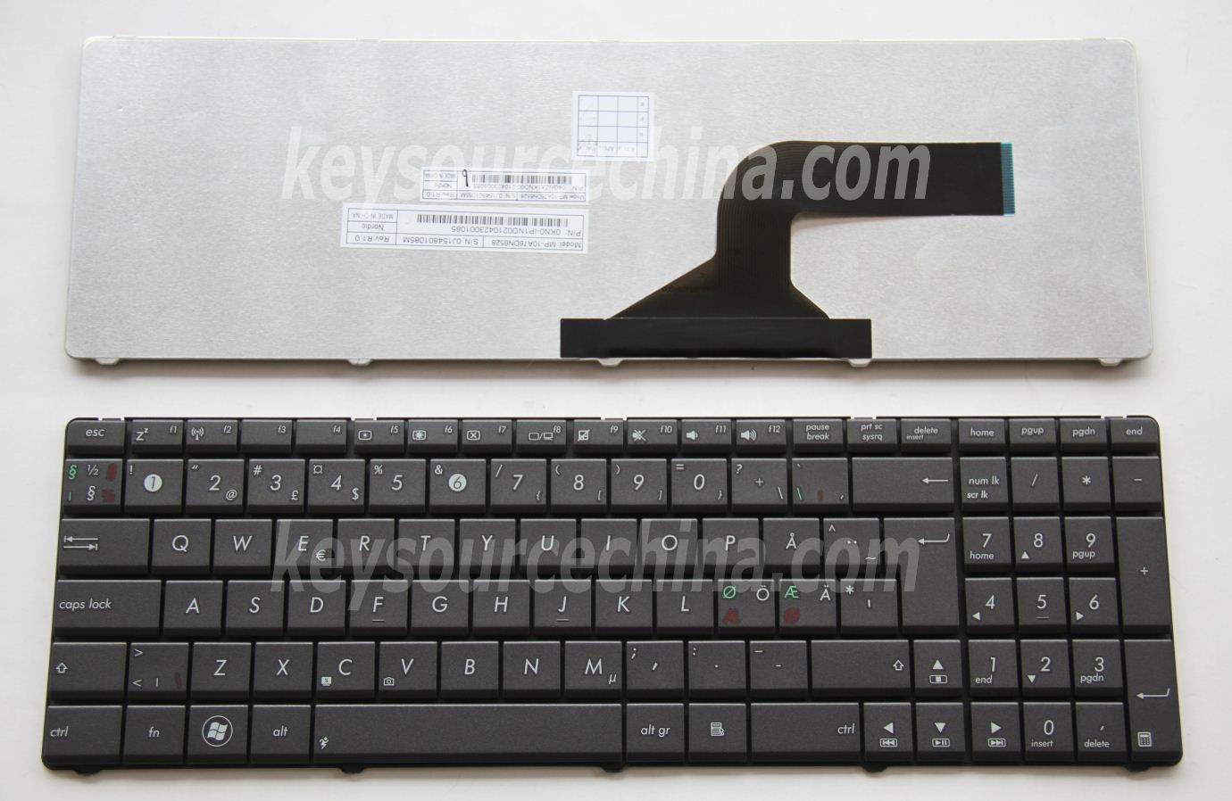 MP-10A76DN6528 Originalt Asus N53 N73 X54C X54HR X55C X73SM K54C K54HR A54C Nordic Keyboard