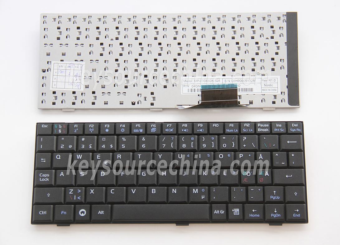 MP-07C63DN-528 Originalt Asus Eee PC 700 700X 701 701SD 702 900 901 Nordic Keyboard Black