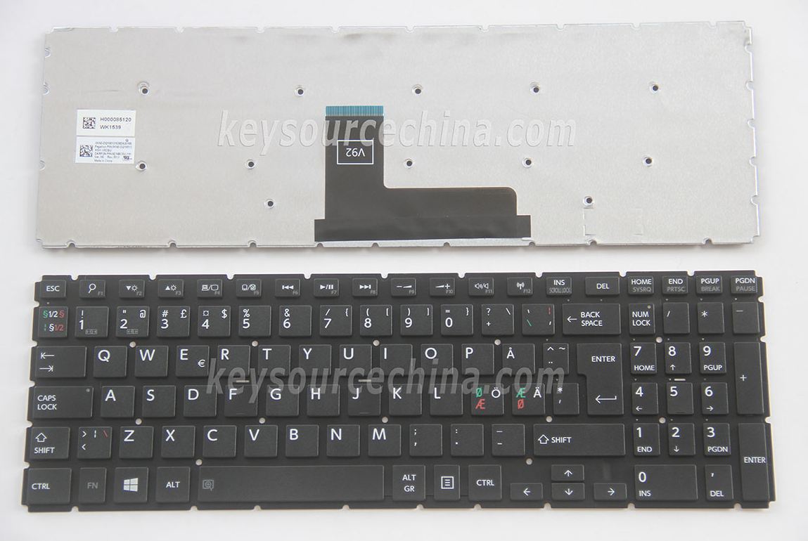 9Z.NBCSU.21K Originalt Toshiba Satellite L50-C L50D-C L70-C C55-C P50-C P50D-C P50t-C P55W-C Nordic Keyboard