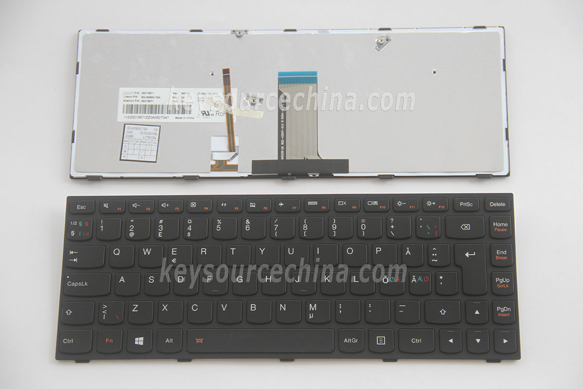 SG-63650-79A Originalt Lenovo Ideapad Flex 2 14, B40 G40 G40-45 Z40 Nordic Keyboard Backlit