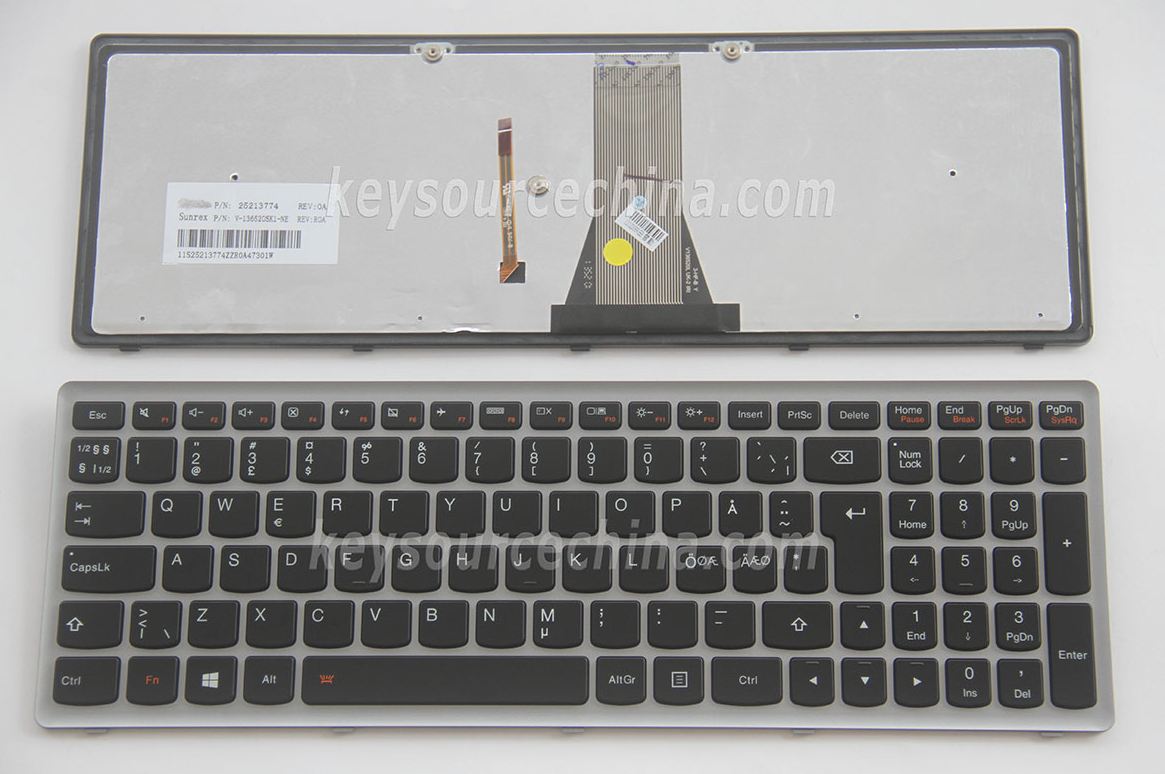V-136520SK1-NE Originalt Lenovo IdeaPad S500 Z510 Touch Nordic Keyboard Backlit