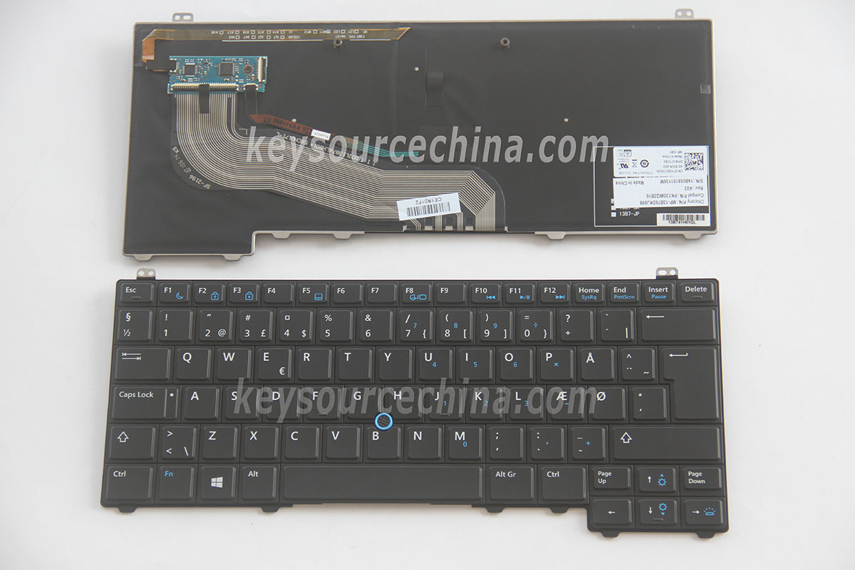 Backlit Dell Latitude E5440 Danish Keyboard DK Dansk Tastatur