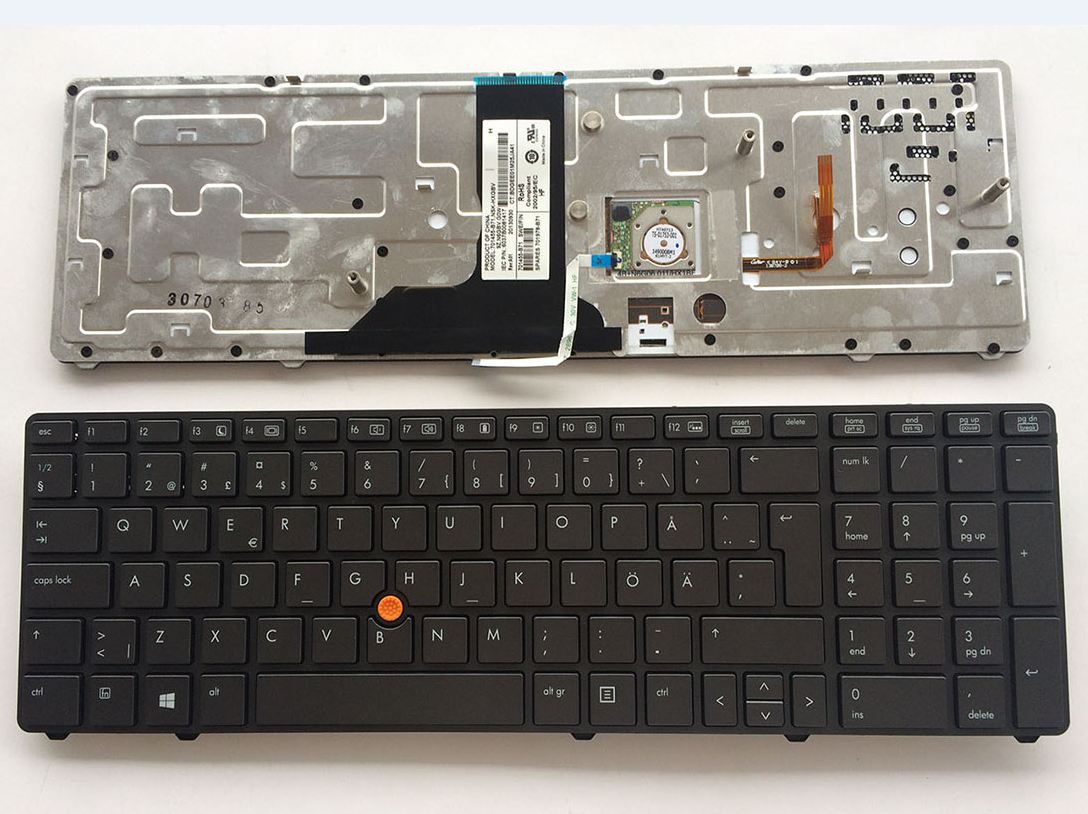 NSK-HXGBV Originalt Swedish Finnish Keyboard for HP EliteBook 8760w 8770w Mobil Workstation Backlit