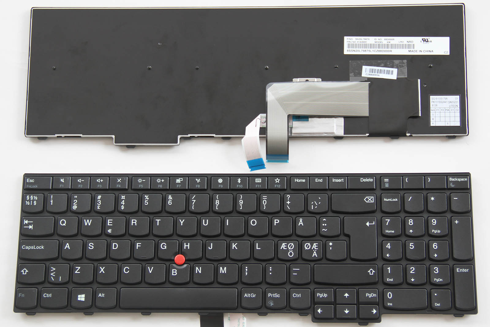 Originalt Lenovo ThinkPad L570 01AX691 SN20L79875 Nordic Laptop Keyboard