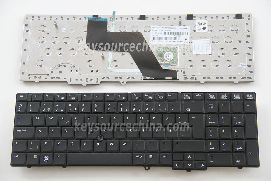 Originalt HP Elitebook 8540p 8540w 595790-B71 Swedish Finnish Keyboard