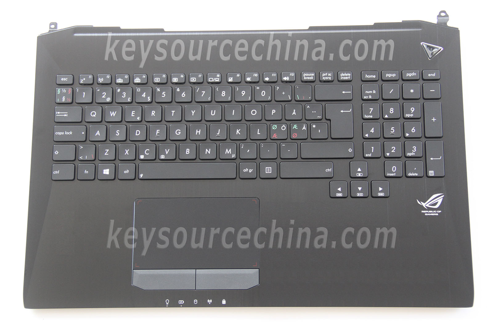 0KNB0-E600ND001 Originalt Asus ROG G750 G750J G750JM G750JH G750JS G750JW G750JX Nordic Laptop Keyboard Backlit Top case