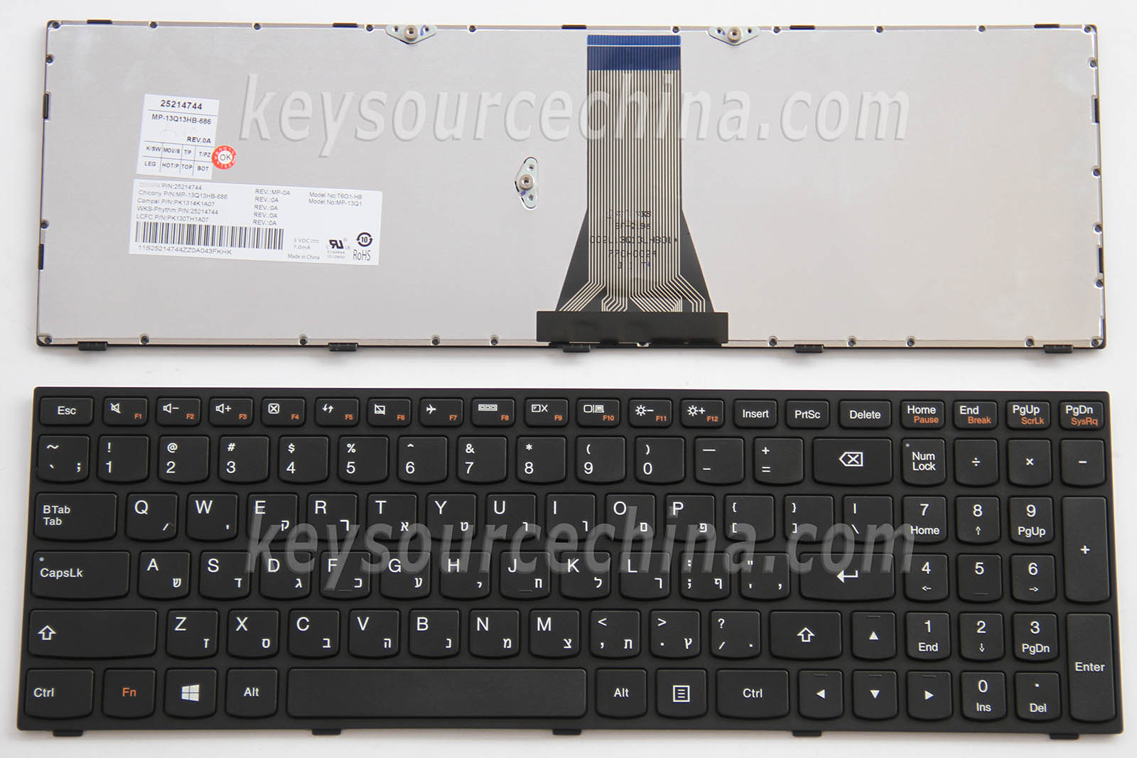 T6G1-HB Originalt Lenovo IdeaPad G50-30 G50-45 G50-70 G50-80 G51-35 G70-70 G70-80 Hebrew Laptop Keyboard Israel HE