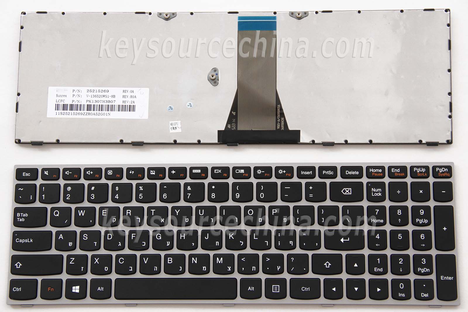 Lenovo IdeaPad G50-30 G50-45 G50-70 G50-80 G51-35 G70-70 G70-80 Z50-70 Z50-75 Hebrew Laptop Keyboard Israel HE מקלדת Silver