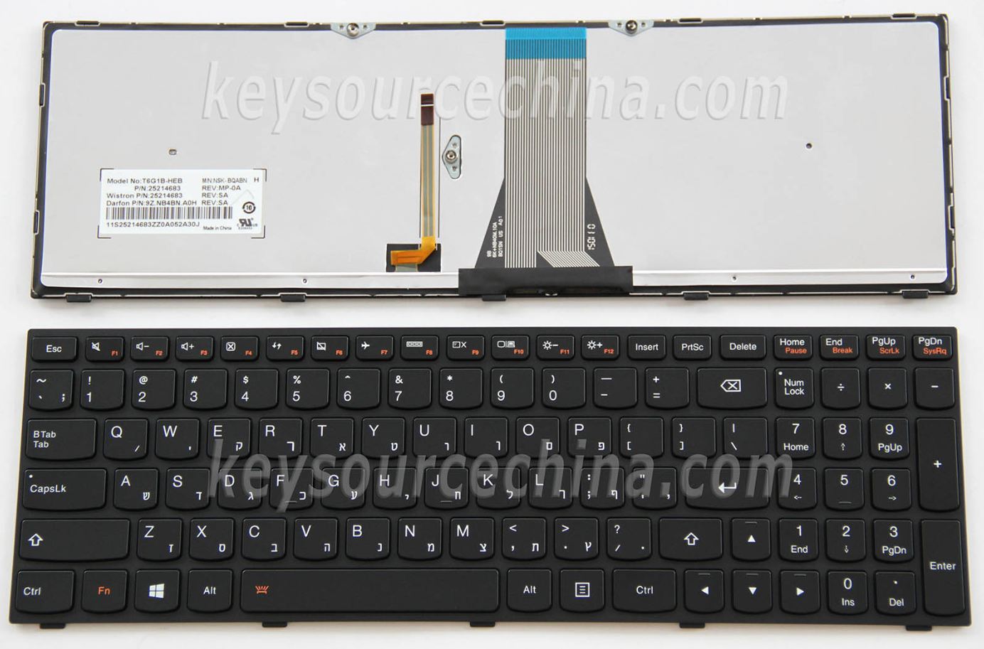 Originalt Lenovo IdeaPad 300-15IBR 300-15ISK 305-15IBD 300-17ISK 500-15ACZ 500-15ISK Backlit Hebrew Laptop Keyboard Israel HE