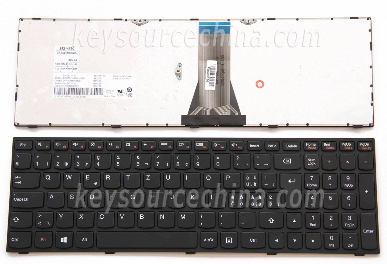 Lenovo IdeaPad Z50-70 Z50-75 Z51-70 Z70-80 B51-30 B51-35 B51-80 Swiss German Laptop Keyboard Schweiz Tastatur Black