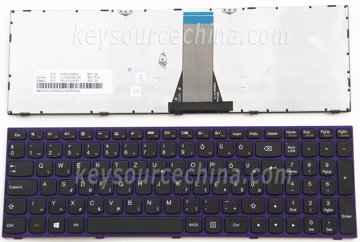 Magyar Billentyűzet for Lenovo IdeaPad 300-15IBR 300-15ISK 305-15IBD 305-15IBY 300-17ISK 500-15ACZ 500-15ISK Purple
