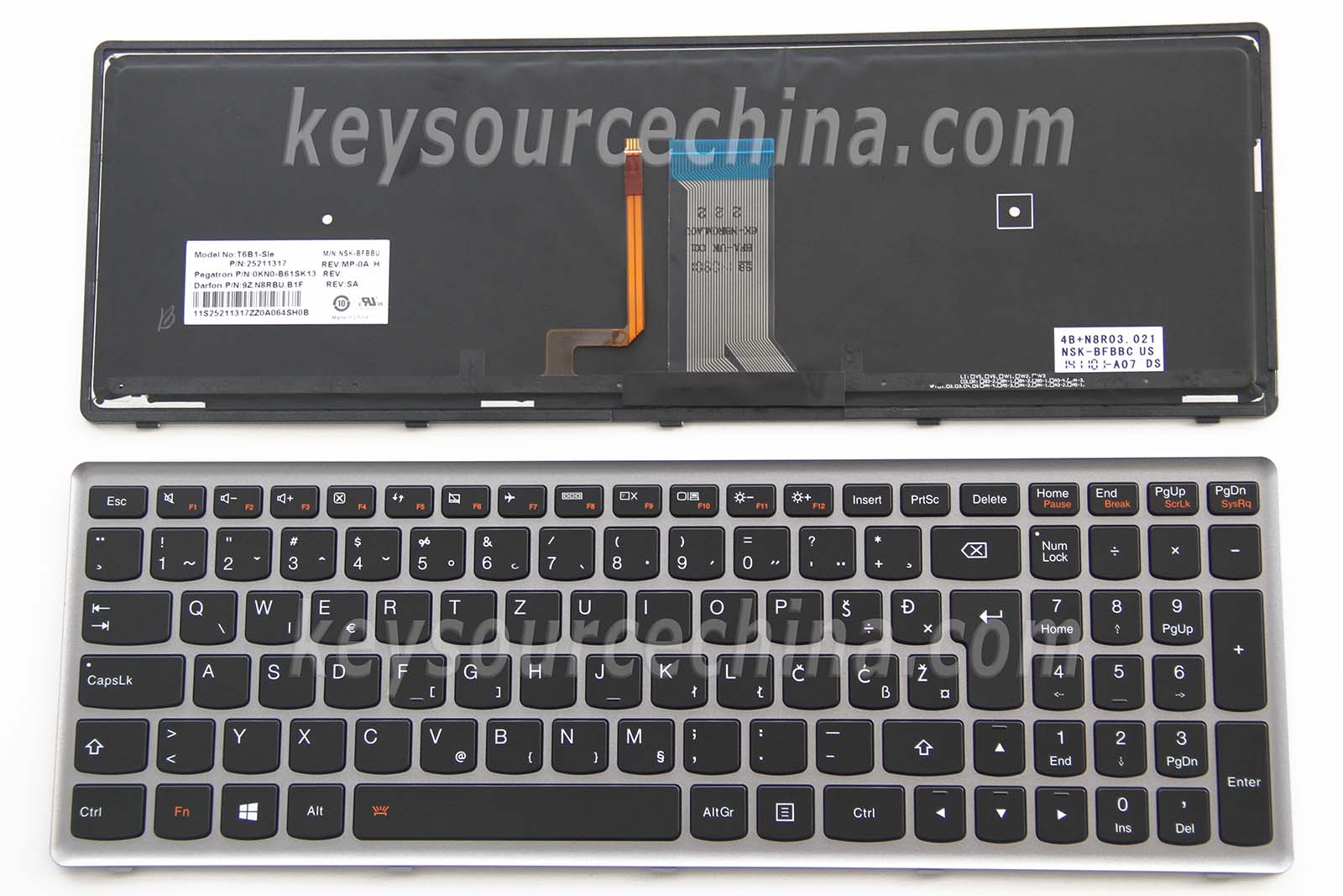 T6B1-Sle Lenovo Ideapad U510 Z710 Backlit Tipkovnica Slovenian Bosnian Croatian Serbian Laptop Keyboard