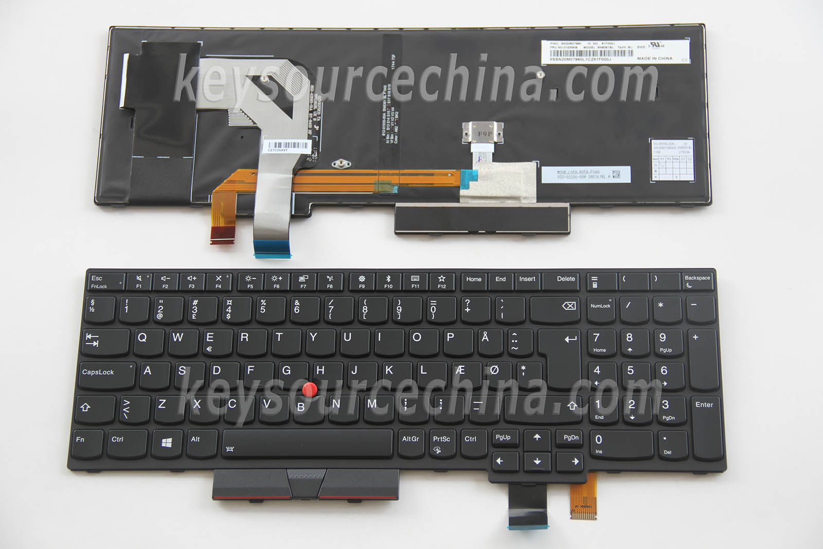 01ER591 Originalt Lenovo ThinkPad T570 P51s Danish Laptop Keyboard Backlit