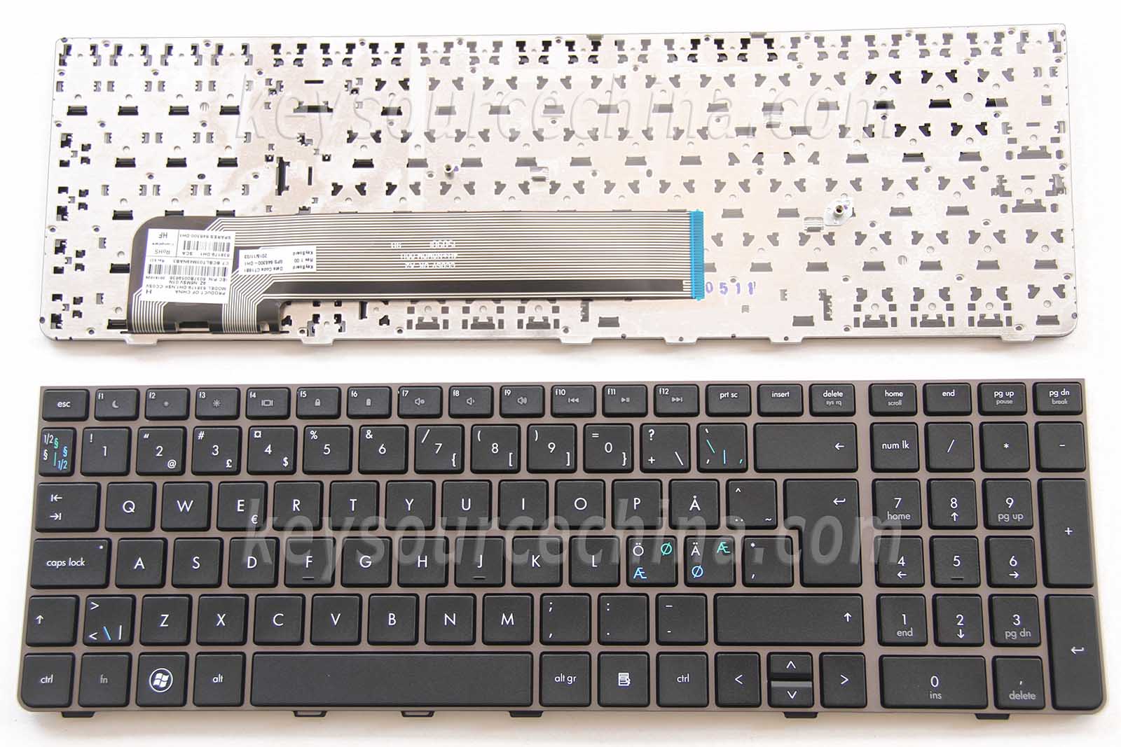 646300-DH1 Originalt HP Probook 4530s 4535s 4730s Nordic Laptop Keyboard