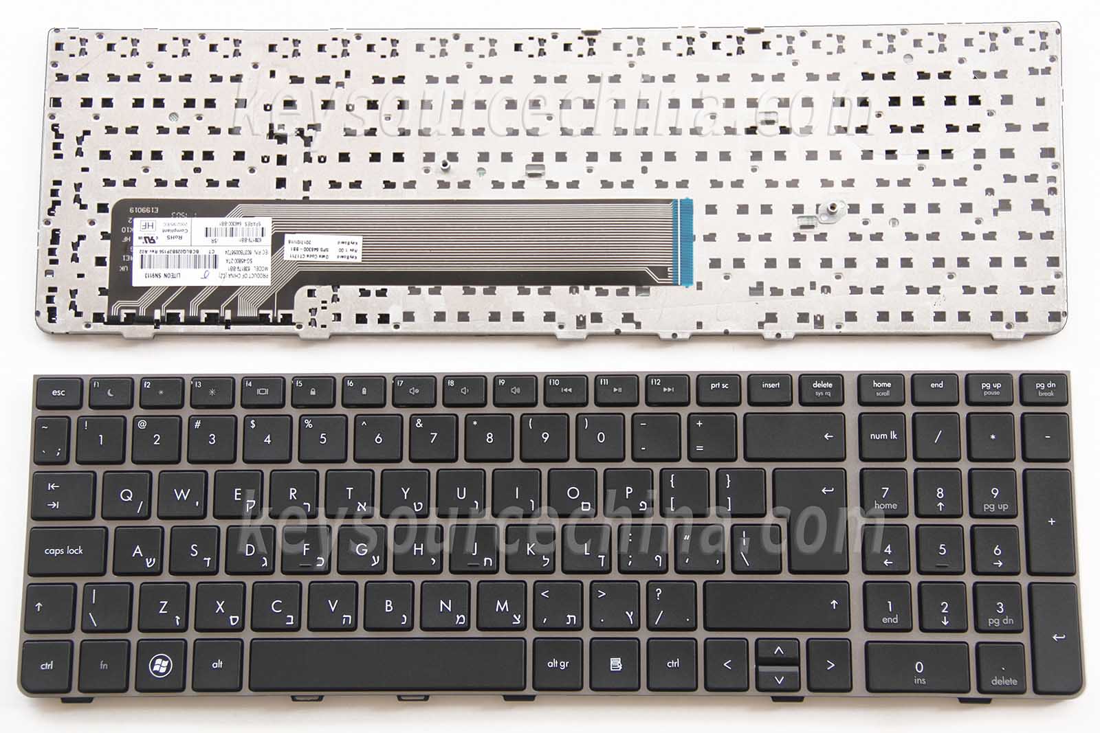 646300-BB1 Originalt HP Probook 4530s 4535s 4730s Hebrew Laptop Keyboard Israel HE מקלדת