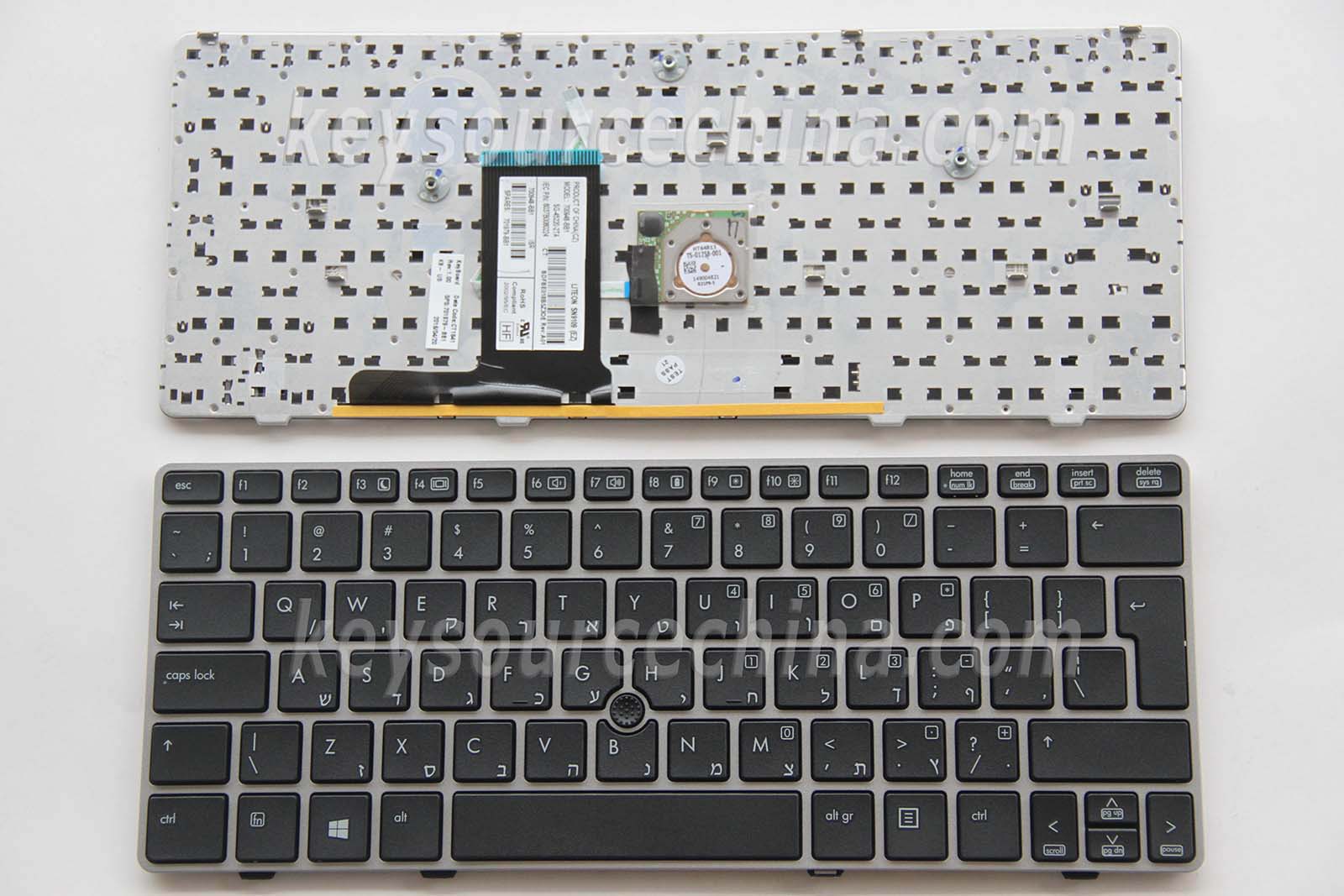 HP EliteBook 2560p 2570p Hebrew Laptop Keyboard Israel HE מקלדת