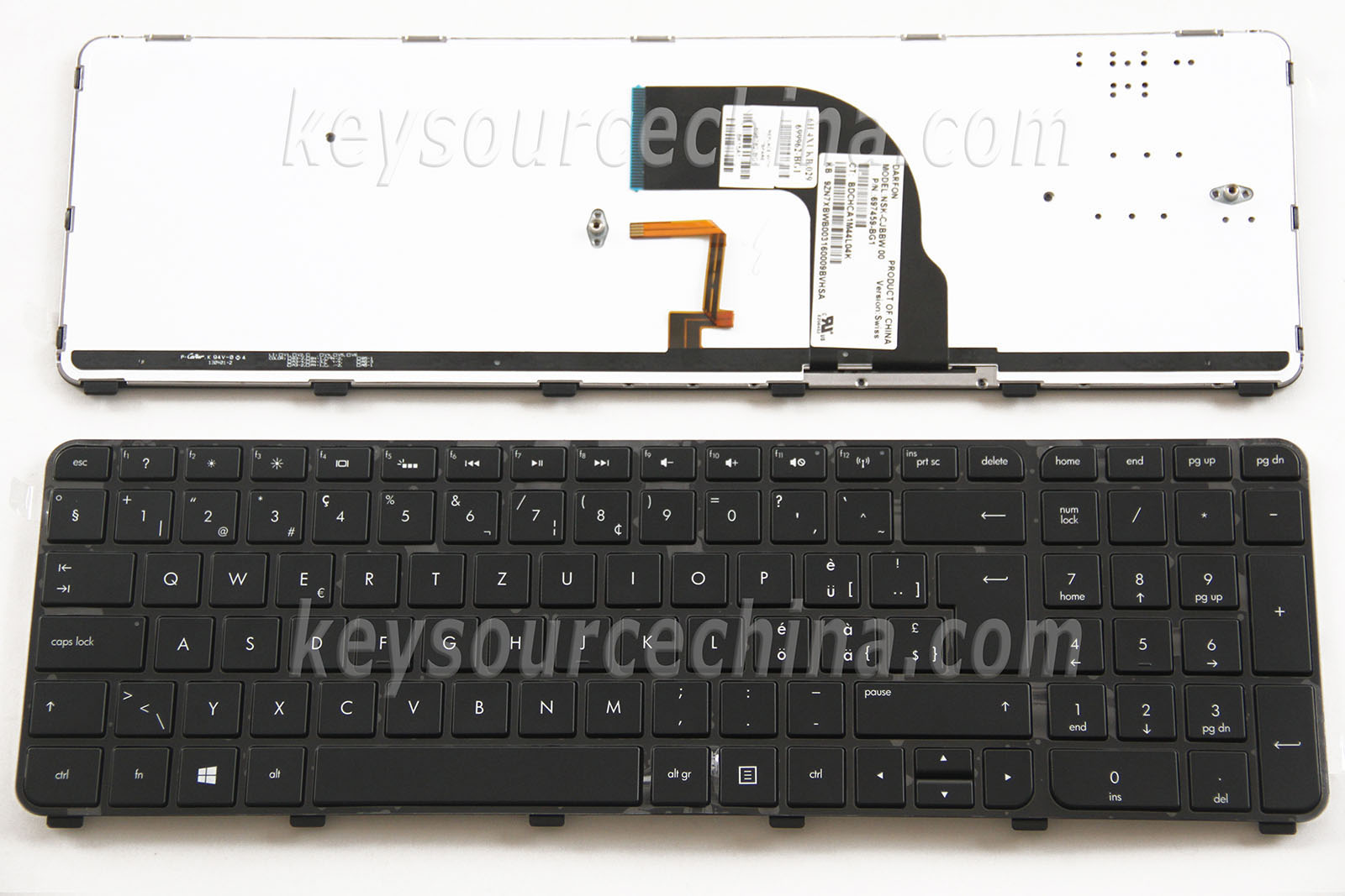 697459-BG1 Swiss German Laptop Keyboard Schweiz Tastatur,HP Pavilion dv7-7000 Swiss German Laptop Keyboard Schweiz Tastatur Backlit