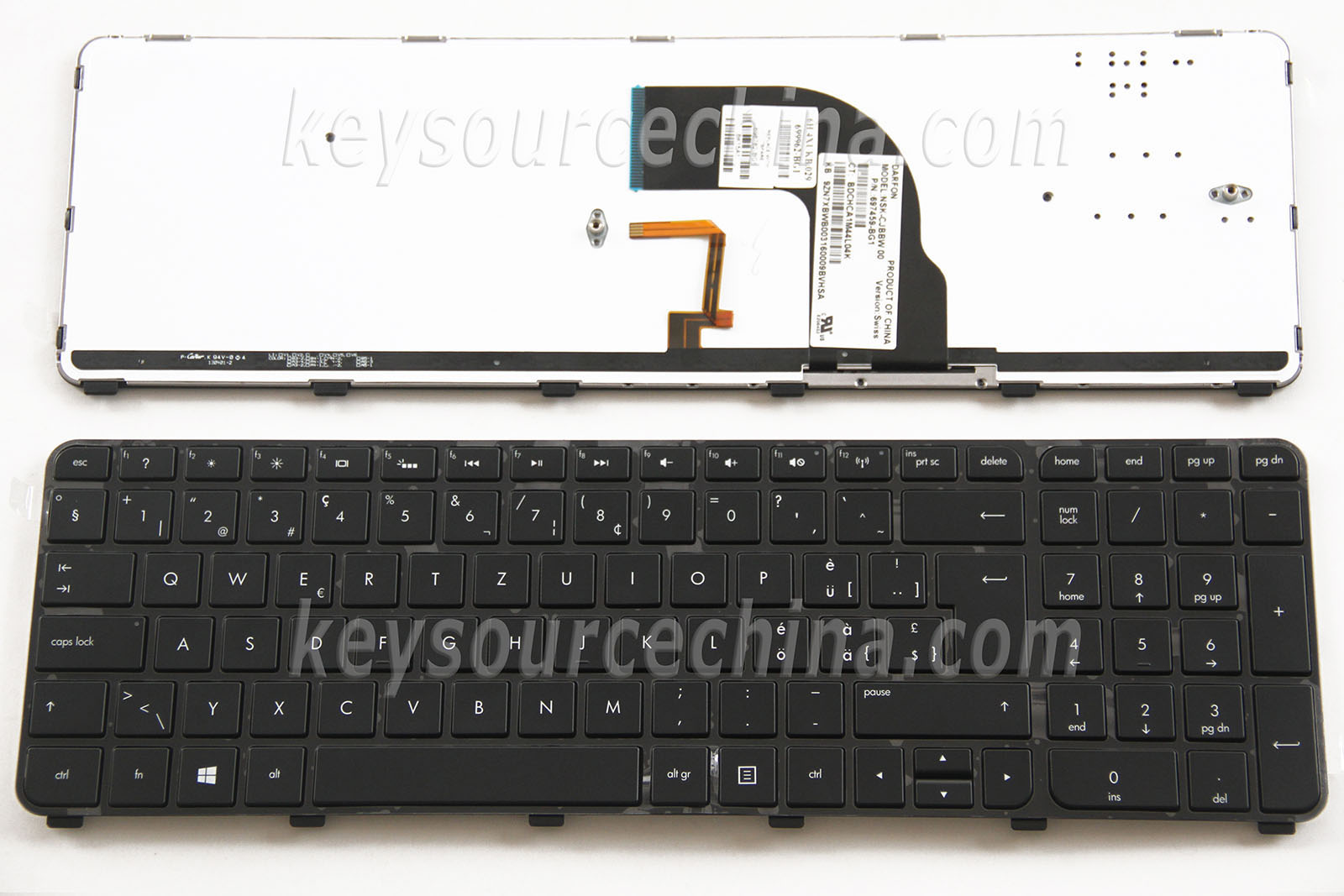 NSK-CJBBW 00 Originalt HP Pavilion dv7-7000 Envy dv7-7200 dv7-7300 Backlit Swiss German Laptop Keyboard Schweiz Tastatur