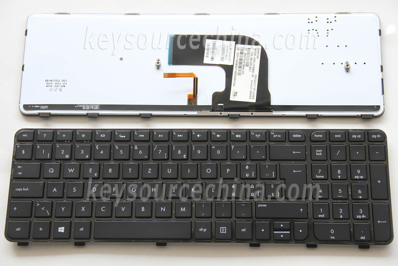 NSK-CKBBW 00 Originalt HP Pavilion dv6-7000 Envy dv6-7200 dv6-7300 Backlit Swiss German Laptop Keyboard Schweiz Tastatur