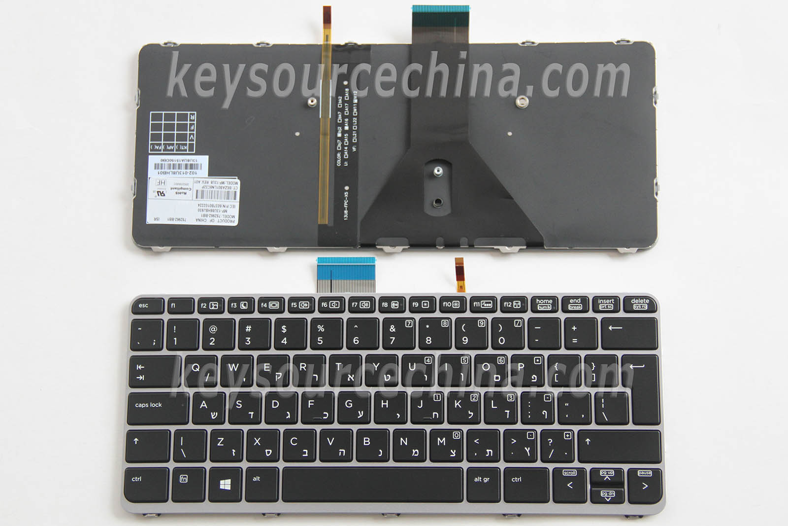 MP-13U86HBJ930 Originalt HP EliteBook Folio 1020 G1 Backlit Hebrew Laptop Keyboard Israel HE