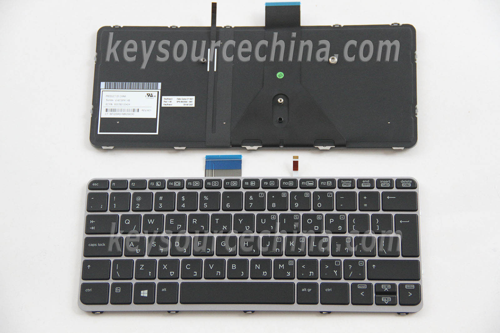 HP EliteBook Folio 1030 G1 Hebrew Laptop Keyboard Israel HE מקלדת Backlit