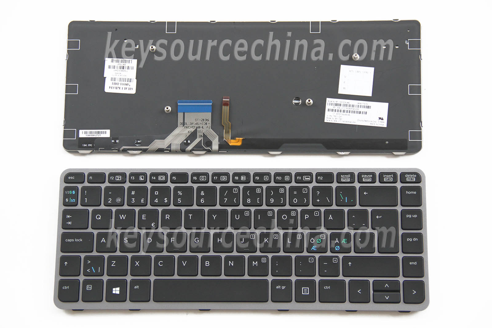 748001-DH1 Originalt HP EliteBook Folio 1040 G1 1040 G2 Backlit Nordic Laptop Keyboard