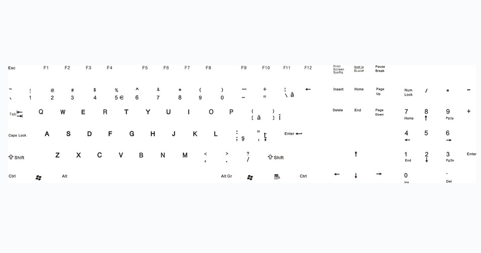 Romanian keyboard layout of backlit keyboard blk1001