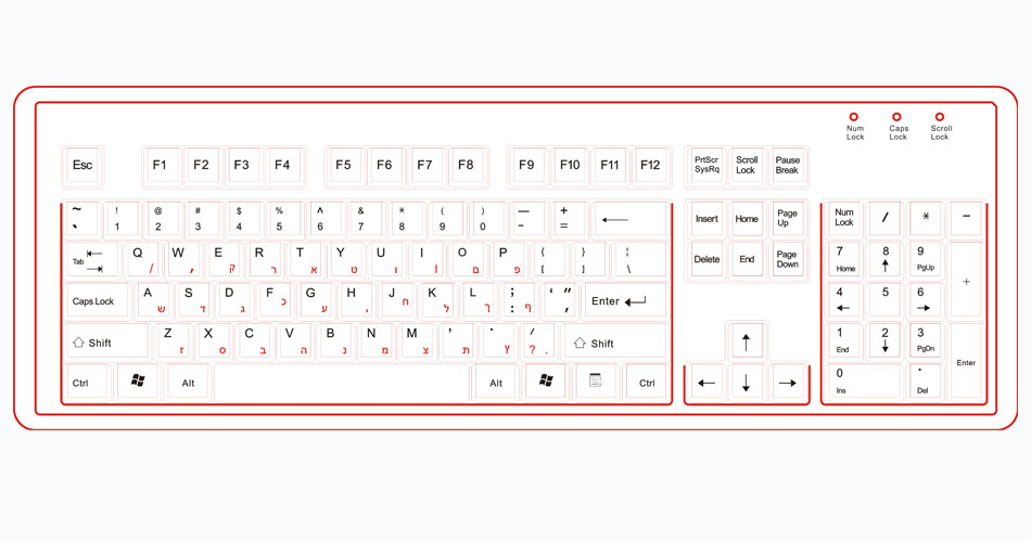 Tastiera Ebraica USB Per Computer | Layout Hebrew/English Bilingue, Tastiera Di Lingua
